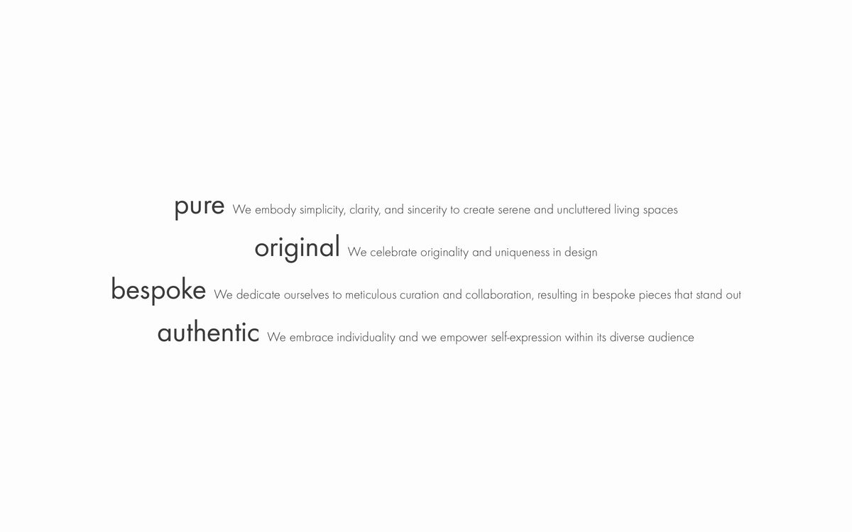 POBA brand values: pure, original, bespoke, authentic